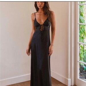 Peppermayo Flora Satin Maxi Dress - Midnight (black) size 14 NWT